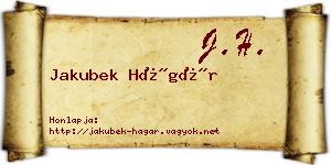 Jakubek Hágár névjegykártya
